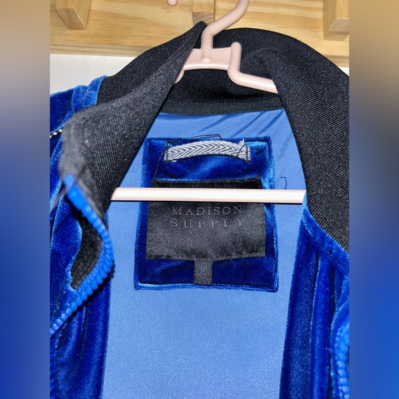 - Madison Supply Velvet Track Jacket In True Blue Men Size M - Picture 6 of 7